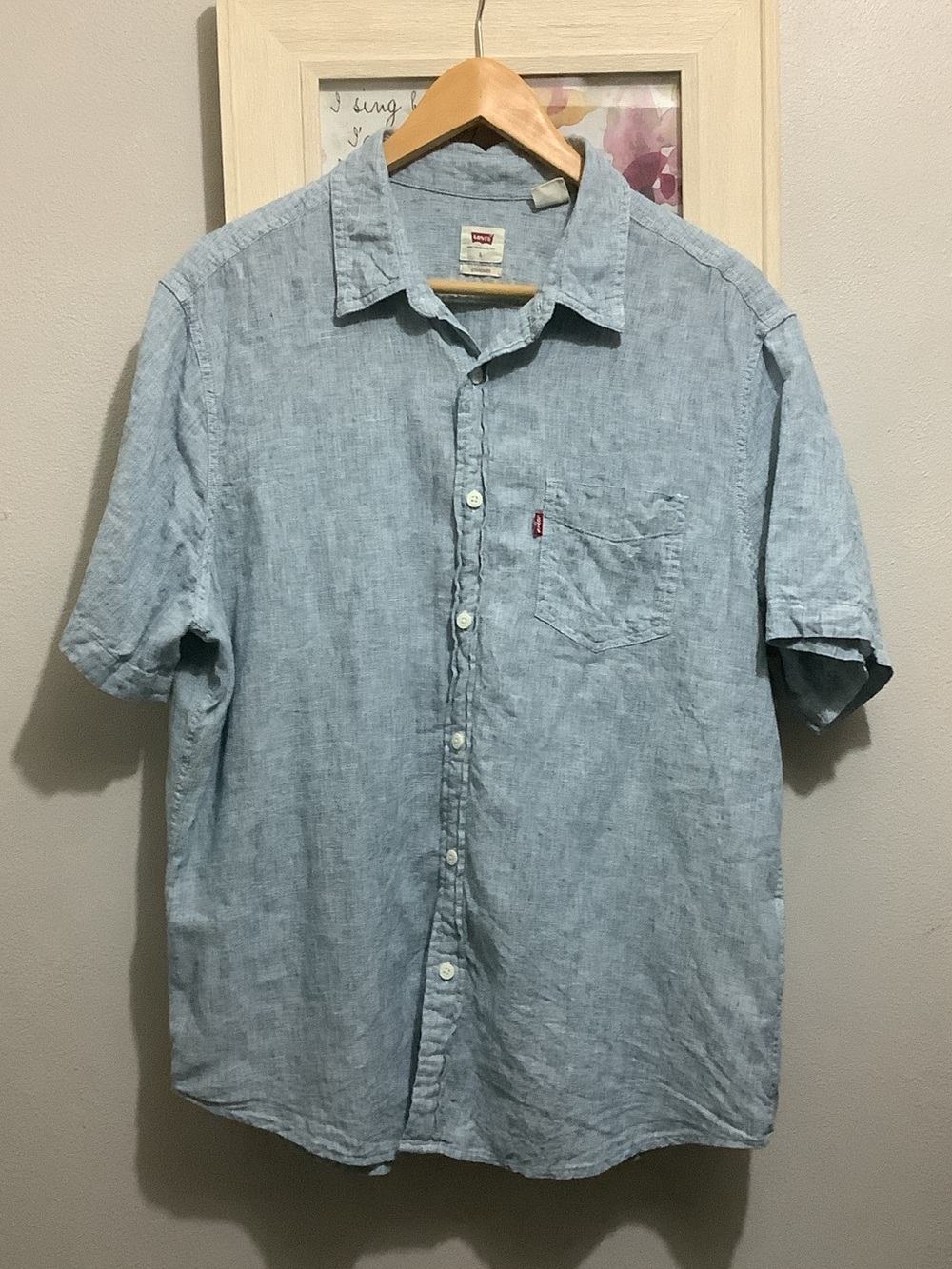 Levi's Light Blue Short-Sleeve Linen Button-Down Shirt